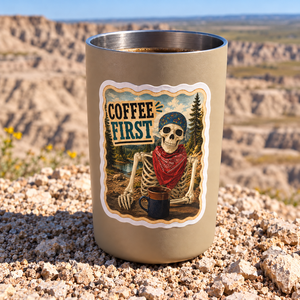Roy "Coffee First" Sticker
